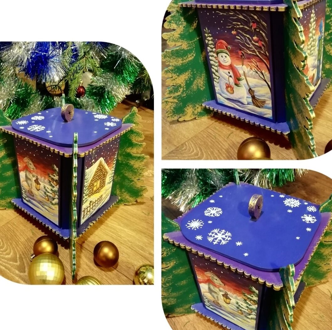 Intra απο ξύλο plywood 3mm-4mm πάχος – Ξύλινο Χριστουγεννιάτικο Δώρο Γωνίες Διακοσμημένες με Λίμα Δέντρα 20x25 cm INTRAVECTRY-MY559013