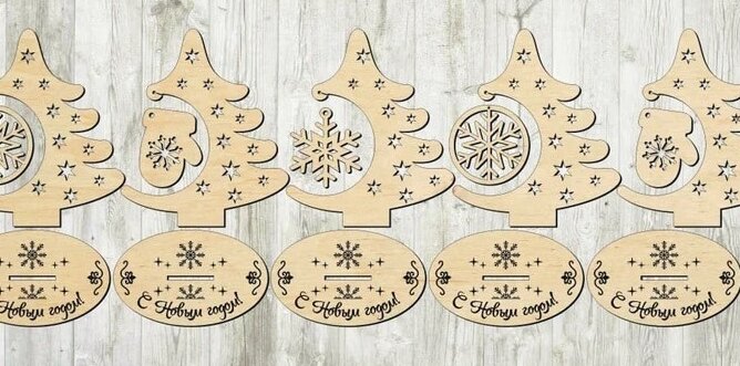 Intra απο ξύλο plywood 3mm-4mm πάχος – Θήκη στολιδιού Χριστουγεννιάτικου δέντρου με ξύλο συλλογής στολιδιών κρεμαστό 35x40 cm INTRAVECTRY-MY547920