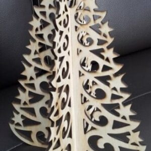 Intra απο ξύλο plywood 3mm-4mm πάχος – Τρισδιάστατο Ξύλινο χριστουγεννιάτικο δέντρο με διακοσμητικό ξύλο με αστέρια 15x20 cm INTRAVECTRY-MY550573