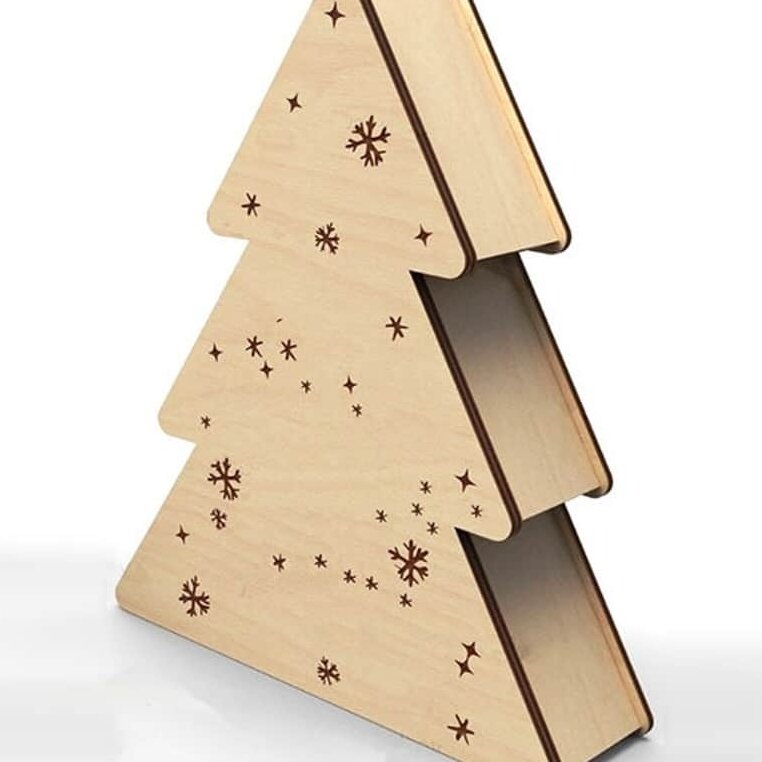 Intra απο ξύλο plywood 3mm-4mm πάχος – ξύλο συσκευασίας δώρου σε σχήμα Χριστουγεννιάτικου δέντρου 20x20 cm INTRAVECTRY-MY558357