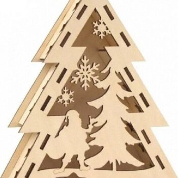 Intra απο ξύλο plywood 3mm-4mm πάχος – ξύλο 3D Light Box Χριστουγεννιάτικου Δέντρου Ψαροκόκκαλο 45x50 cm INTRAVECTRY-MY559033 - Image 1