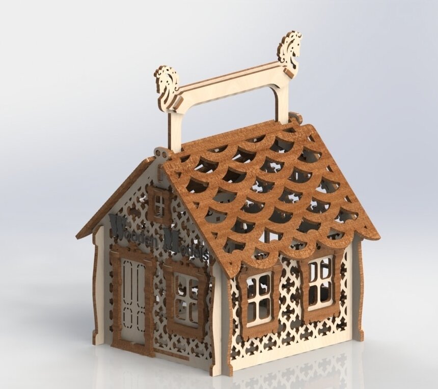 Intra απο ξύλο plywood 3mm-4mm πάχος – Χριστουγεννιάτικο ζαχαροπλαστείο με ξύλο λαβής αλόγου 20x20 cm INTRAVECTRY-MY561570