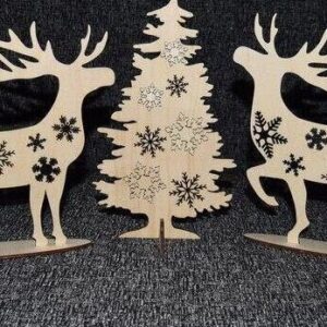 Intra απο ξύλο plywood 3mm-4mm πάχος – Ξύλινο Χριστουγεννιάτικο Δέντρο με Λίμα Ελαφιών 10x10 cm INTRAVECTRY-MY549751