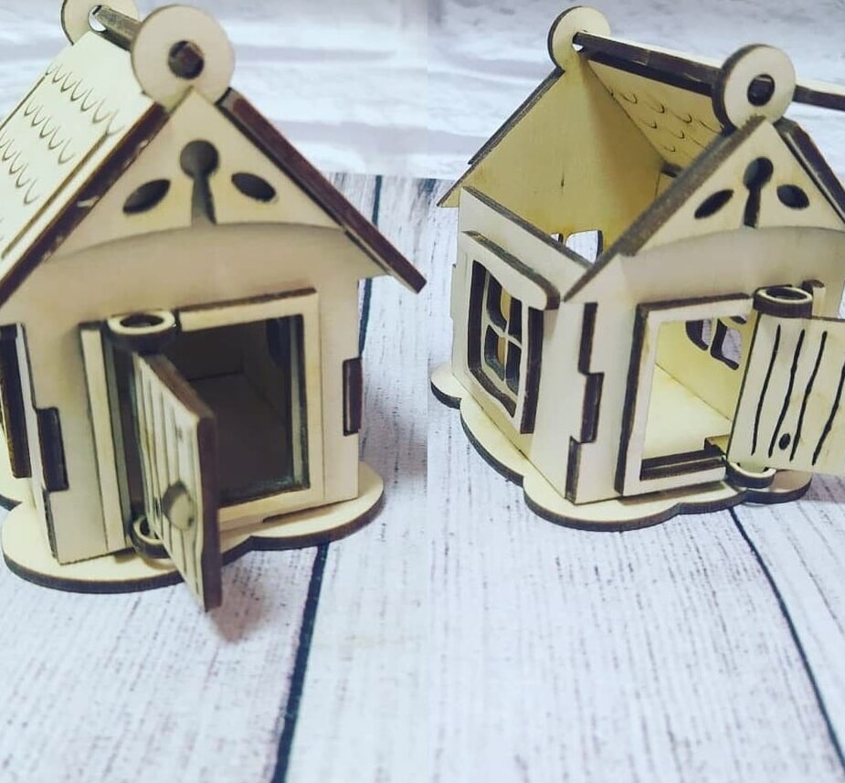 Intra απο ξύλο plywood 3mm-4mm πάχος – Μικρή διακόσμηση ζαχαρωτών σπιτιών για Χριστουγεννιάτικο ξύλο 12x15 cm INTRAVECTRY-MY556167