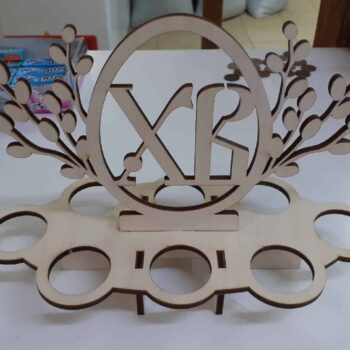 Intra απο ξύλο plywood 3mm-4mm πάχος – Ξύλινη Αυγοθήκη με Λίμα Πασχαλινών Κλαδιών 15x15 cm INTRAVECTRY-MY547969 - Image 1