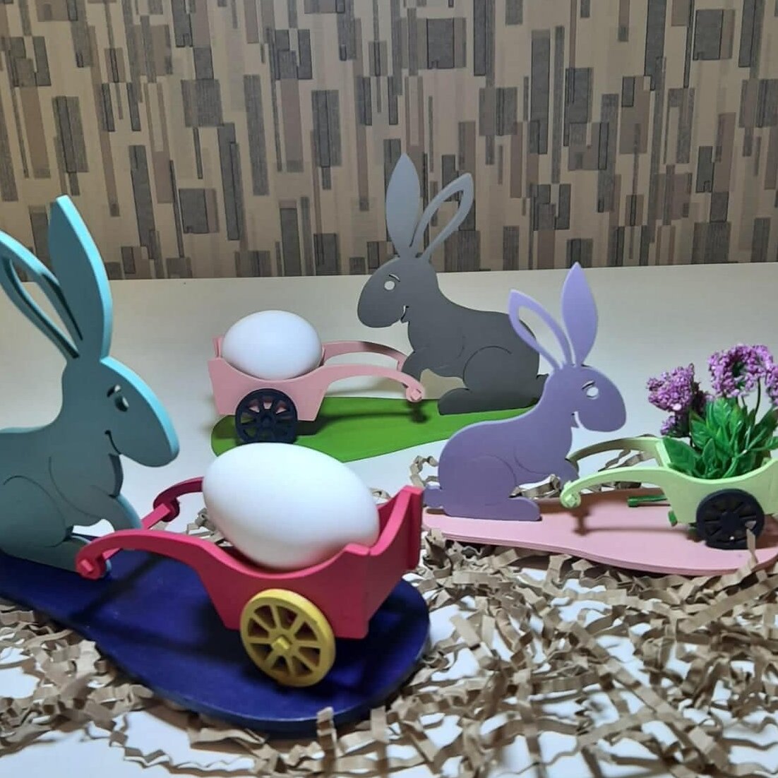 Intra απο ξύλο plywood 3mm-4mm πάχος – Πασχαλινό Λαγουδάκι με ξύλο Καλαθιού 20x25 cm INTRAVECTRY-MY547987