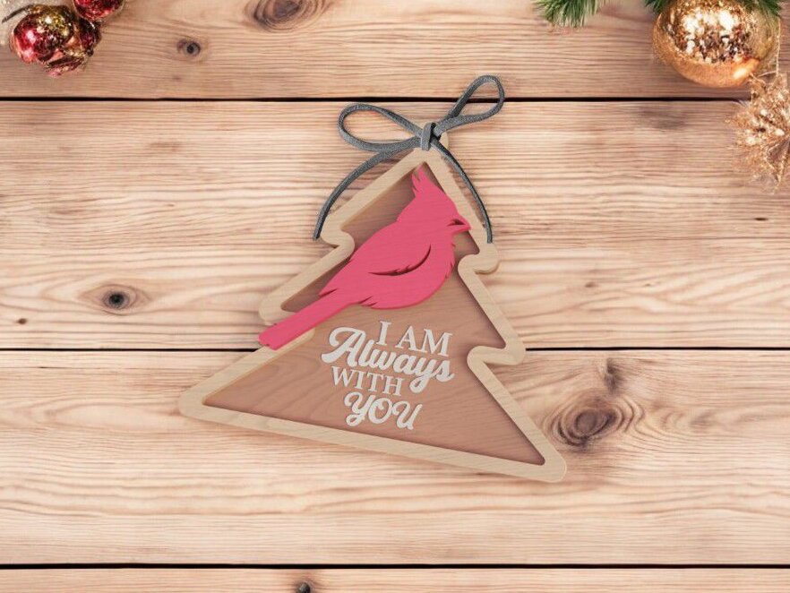 Intra απο ξύλο plywood 3mm-4mm πάχος – Καρδινάλιος Χριστουγεννιάτικο στολίδι 25x25 cm INTRAVECTRY-MY550250