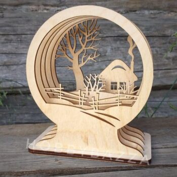 Intra απο ξύλο plywood 3mm-4mm πάχος – ξύλο Εσωτερικής Διακόσμησης Winter House Snow Globe 30x35 cm INTRAVECTRY-MY554475 - Image 1