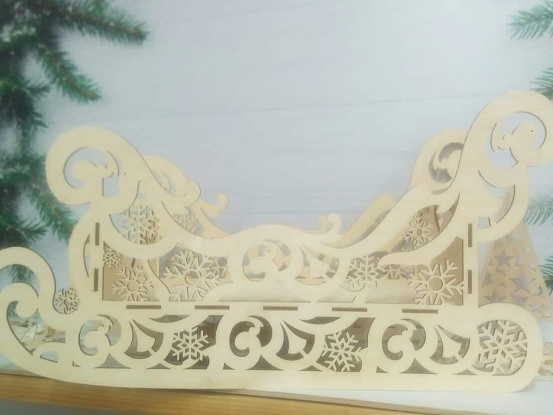 Intra απο ξύλο plywood 3mm-4mm πάχος – Scroll Saw Santa Sleigh Pattern 4mm ξύλο τριών μεγεθών 25x25 cm INTRAVECTRY-MY555849