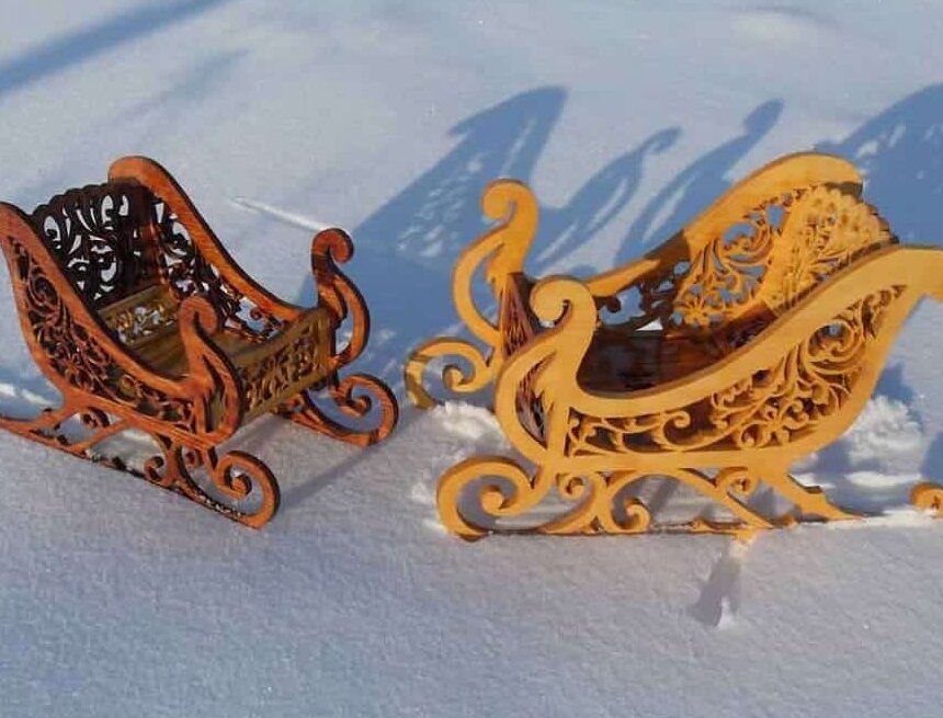 Intra απο ξύλο plywood 3mm-4mm πάχος – ξύλο μοτίβου με κύλιση Santa Sleigh 30x35 cm INTRAVECTRY-MY555870