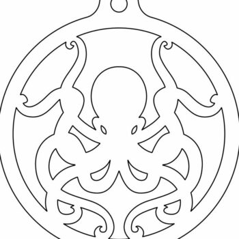 Intra απο ξύλο plywood 3mm-4mm πάχος – Χριστουγεννιάτικο στολίδι χταποδιού 50x60 cm INTRAVECTRY-MY549086 - Image 4