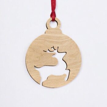 Intra απο ξύλο plywood 3mm-4mm πάχος – Χριστουγεννιάτικη μπάλα αποκοπής ελαφιού 30x35 cm INTRAVECTRY-MY549087 - Image 2