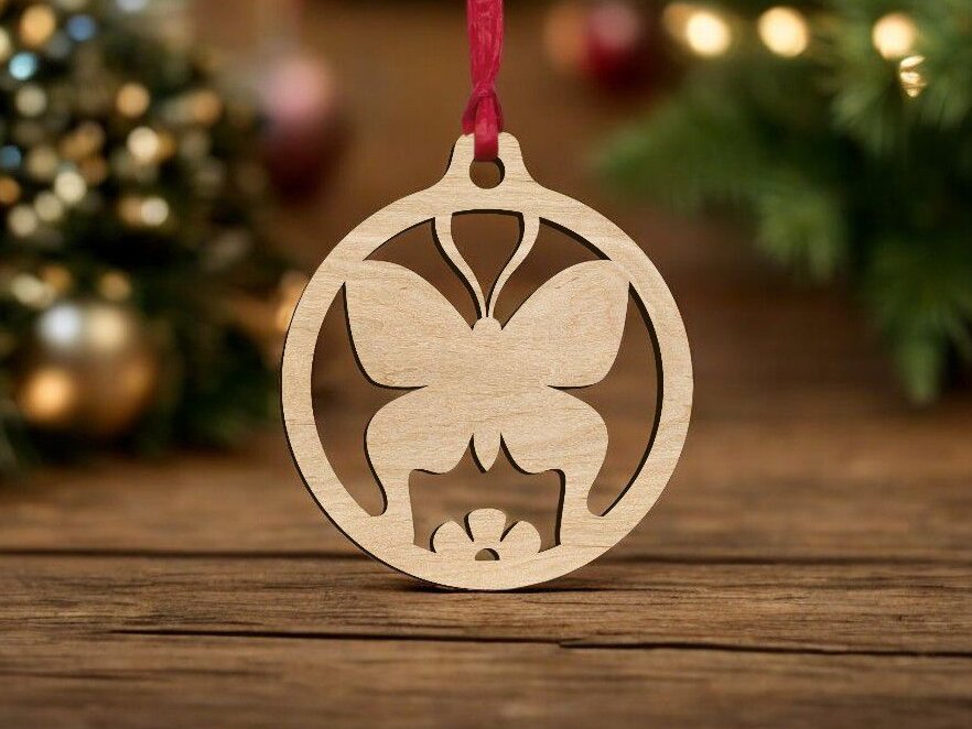 Intra απο ξύλο plywood 3mm-4mm πάχος – Χριστουγεννιάτικη μπάλα πεταλούδας 40x45 cm INTRAVECTRY-MY549088