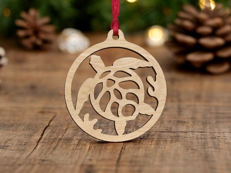 Intra απο ξύλο plywood 3mm-4mm πάχος – Χριστουγεννιάτικη μπάλα χελώνας στολίδι 40x40 cm INTRAVECTRY-MY549090