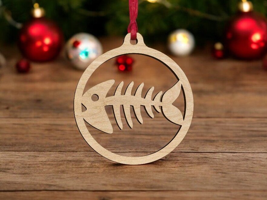 Intra απο ξύλο plywood 3mm-4mm πάχος – Στρογγυλό στολίδι από σκελετό ψαριού 35x40 cm INTRAVECTRY-MY549091