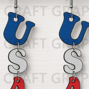 Intra απο ξύλο plywood 3mm-4mm πάχος – USA Letters Earrings Δίασταση  5x5 cm INTRAFABR-122656419