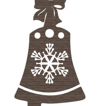 Intra απο ξύλο plywood 3mm-4mm πάχος – Χριστουγεννιάτικο δέντρο καμπάνα με ξύλο μπιχλιμπίδι με φιόγκο 20x25 cm INTRAVECTRY-MY555068 - Image 1