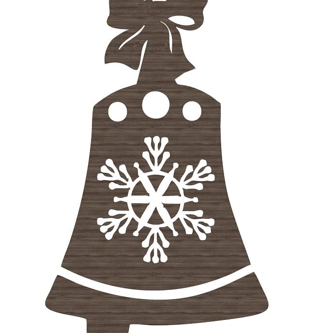 Intra απο ξύλο plywood 3mm-4mm πάχος – Χριστουγεννιάτικο δέντρο καμπάνα με ξύλο μπιχλιμπίδι με φιόγκο 25x30 cm INTRAVECTRY-MY550440