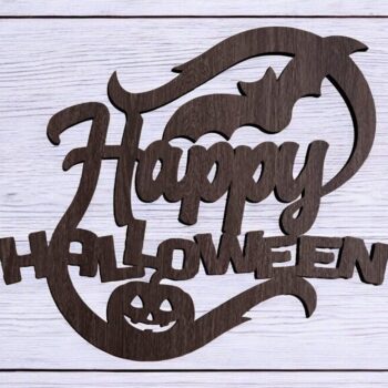 Intra απο ξύλο plywood 3mm-4mm πάχος – Happy Halloween διακόσμηση τοίχου 25x30 cm INTRAVECTRY-MY550849 - Image 1