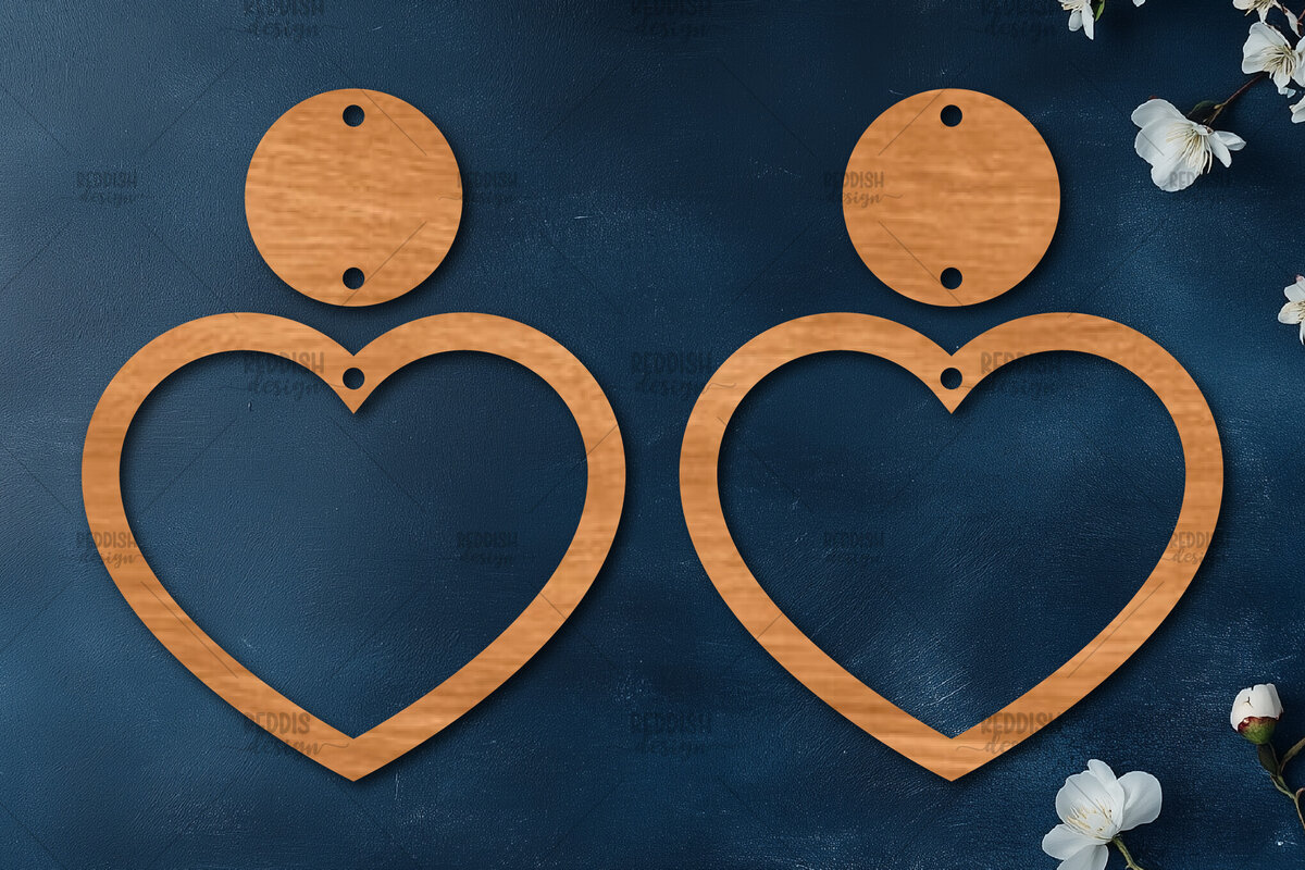 Intra απο ξύλο plywood 3mm-4mm πάχος – Σκουλαρίκια καρδιών του Αγίου Βαλεντίνου Δίασταση  5x5 cm INTRAFABR-113921509
