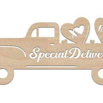 Intra απο ξύλο plywood 3mm-4mm πάχος – XOXO Hugs Kisses Truck Wood Cutout Shape File 45x50 cm INTRAVECTRY-MY560544 - Image 1