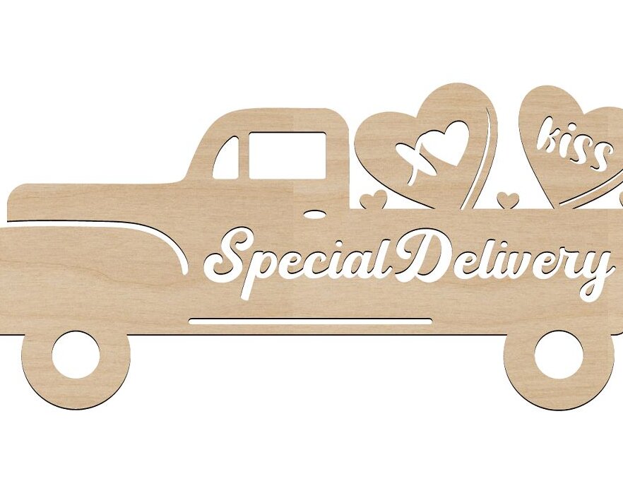 Intra απο ξύλο plywood 3mm-4mm πάχος – XOXO Hugs Kisses Truck Wood Cutout Shape File 20x20 cm INTRAVECTRY-MY551142