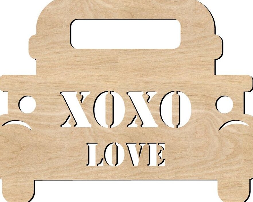 Intra απο ξύλο plywood 3mm-4mm πάχος – Βαλεντίνος XOXO Truck Wood Cutout Door Hanger File 25x25 cm INTRAVECTRY-MY551147