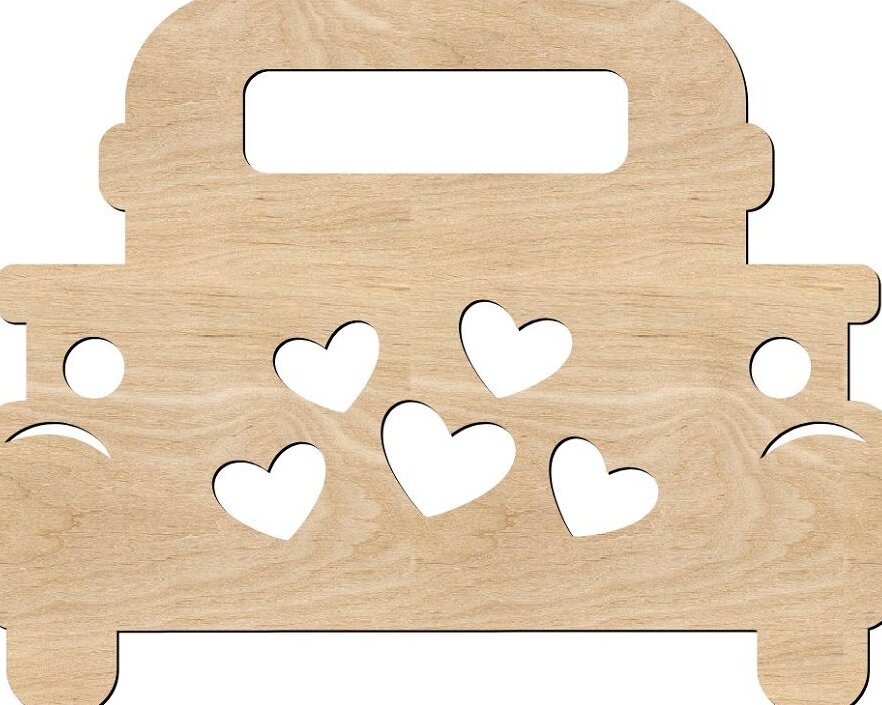 Intra απο ξύλο plywood 3mm-4mm πάχος – ξύλο σχήματος αποκοπής ξύλου καρδιών Valentine Truck 30x30 cm INTRAVECTRY-MY561316