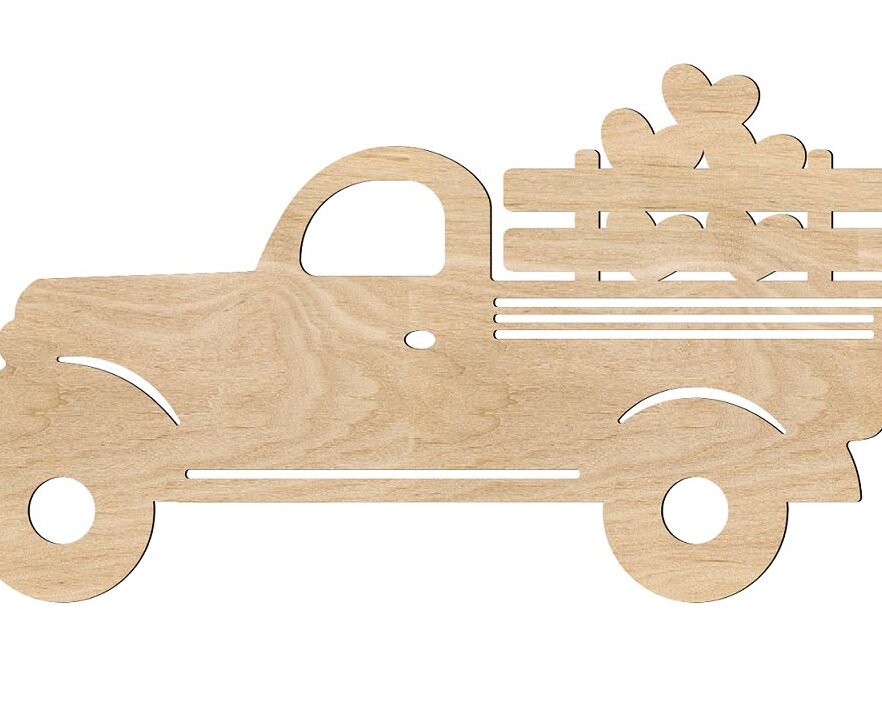 Intra απο ξύλο plywood 3mm-4mm πάχος – ξύλο σχήματος αποκοπής ξύλου καρδιών Pickup Truck 30x35 cm INTRAVECTRY-MY551152