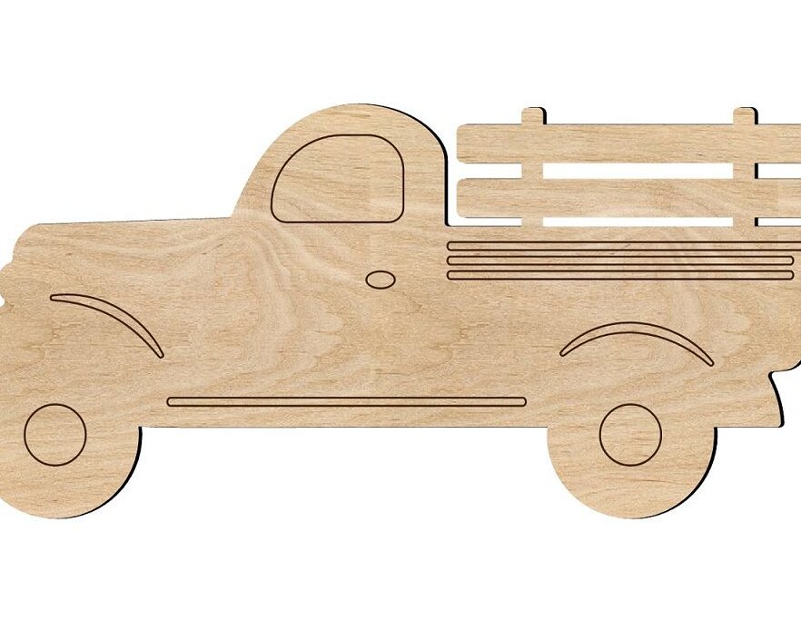 Intra απο ξύλο plywood 3mm-4mm πάχος – Χαραγμένο ξύλο Pick Up Truck Wood Shape 45x50 cm INTRAVECTRY-MY551153