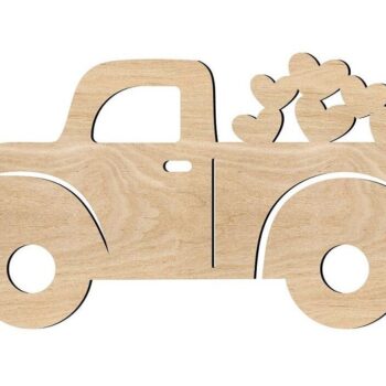 Intra απο ξύλο plywood 3mm-4mm πάχος – ξύλο χειροτεχνίας ημιτελούς αποκοπής ξύλου Heart Truck 15x20 cm INTRAVECTRY-MY561323 - Image 1