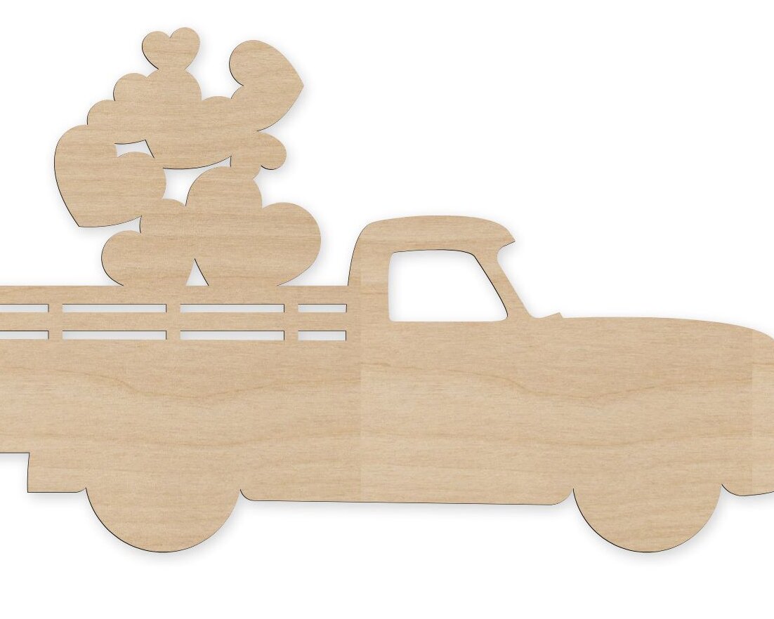 Intra απο ξύλο plywood 3mm-4mm πάχος – Φορτηγό Αγίου Βαλεντίνου με Καρδιές Ξύλο κομμένο ξύλο 12x15 cm INTRAVECTRY-MY551170