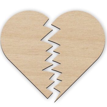 Intra απο ξύλο plywood 3mm-4mm πάχος – ξύλο Σχήματος με Ξύλο Σπασμένης Καρδιάς 12x15 cm INTRAVECTRY-MY551184 - Image 1