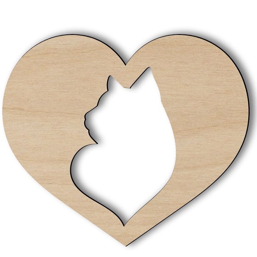 Intra απο ξύλο plywood 3mm-4mm πάχος – Κεφάλι γάτας σε ξύλο σχήματος αποκοπής ξύλου καρδιάς 40x45 cm INTRAVECTRY-MY556966