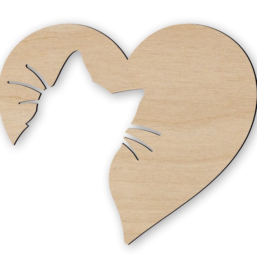Intra απο ξύλο plywood 3mm-4mm πάχος – Ξύλινη κοπή καρδιάς προσώπου γάτας για ξύλο χειροτεχνίας 35x40 cm INTRAVECTRY-MY561357