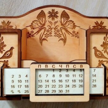 Intra απο ξύλο plywood 3mm-4mm πάχος – Floral Desk Organizer με Perpetual Calendar 30x35 cm INTRAVECTRY-MY558506 - Image 1