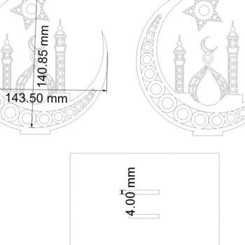 Intra απο ξύλο plywood 3mm-4mm πάχος – ξύλο θήκης χαρτοπετσέτας μισοφέγγαρου Ramadan 20x25 cm INTRAVECTRY-MY558156 - Image 2