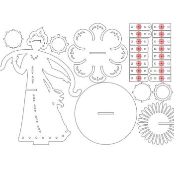 Intra απο ξύλο plywood 3mm-4mm πάχος – Κορίτσι με ξύλο θήκης χαρτοπετσέτας βραχίονα 15x20 cm INTRAVECTRY-MY558159 - Image 2
