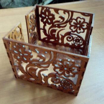 Intra απο ξύλο plywood 3mm-4mm πάχος – ξύλο θήκης για χαρτοπετσέτα με μοτίβο λουλουδιών 20x25 cm INTRAVECTRY-MY551325 - Image 1