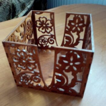 Intra απο ξύλο plywood 3mm-4mm πάχος – ξύλο θήκης για χαρτοπετσέτα με μοτίβο λουλουδιών 20x25 cm INTRAVECTRY-MY551325 - Image 2