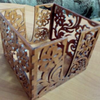 Intra απο ξύλο plywood 3mm-4mm πάχος – ξύλο θήκης για χαρτοπετσέτα με μοτίβο λουλουδιών 20x25 cm INTRAVECTRY-MY551325 - Image 3