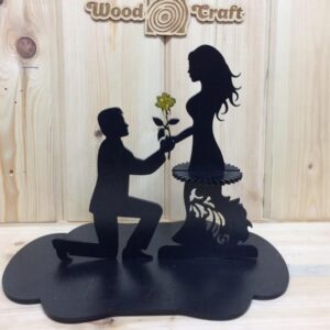 Intra απο ξύλο plywood 3mm-4mm πάχος – Ζευγάρι με θήκη χαρτοπετσέτας Proposal Flower 15x15 cm INTRAVECTRY-MY558191