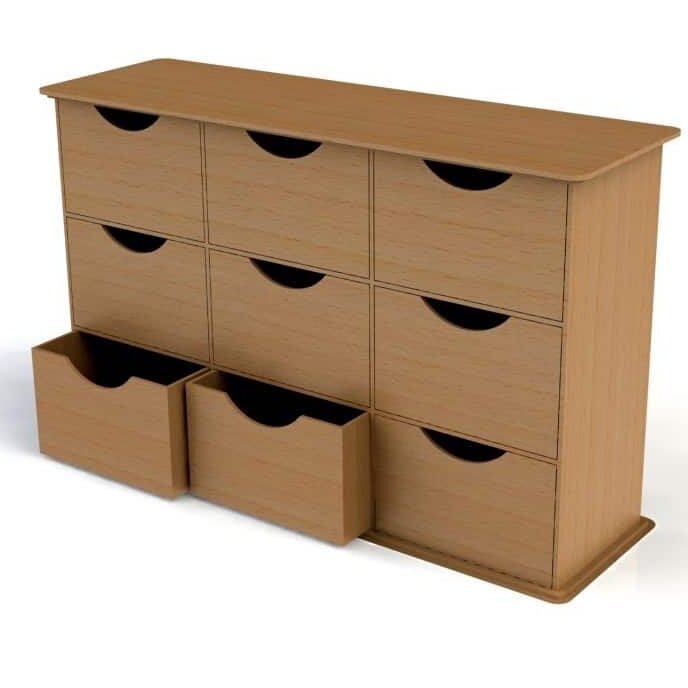 Intra απο ξύλο plywood 3mm-4mm πάχος – Μικρή θήκη 9 συρταριών 35x40 cm INTRAVECTRY-MY551387