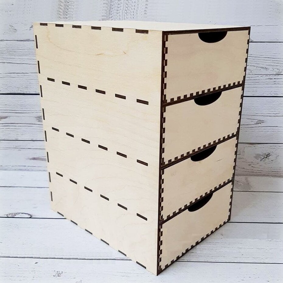 Intra απο ξύλο plywood 3mm-4mm πάχος – Συρταριέρα με 4 Συρτάρια 3mm 20x15x25cm ξύλο 35x40 cm INTRAVECTRY-MY551391