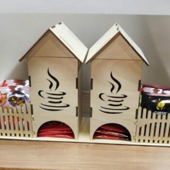 Intra απο ξύλο plywood 3mm-4mm πάχος – Διπλό Tea House για φακελάκια τσαγιού μιας χρήσης 45x50 cm INTRAVECTRY-MY557816 - Image 1