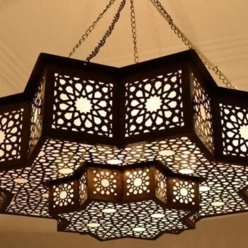 Intra απο ξύλο plywood 3mm-4mm πάχος – Μαροκινό Φωτιστικό Κρεμαστό Πολυέλαιος 25x25 cm INTRAVECTRY-MY553847 - Image 1