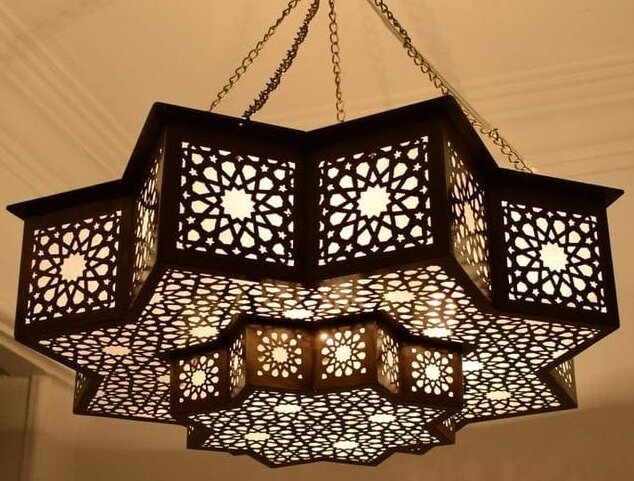 Intra απο ξύλο plywood 3mm-4mm πάχος – Μαροκινό Φωτιστικό Κρεμαστό Πολυέλαιος 25x25 cm INTRAVECTRY-MY553847