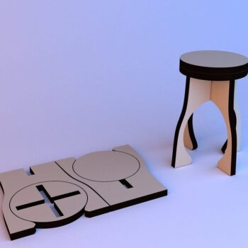 Intra απο ξύλο plywood 3mm-4mm πάχος – ξύλο 3D παζλ Στρογγυλό σκαμπό DXF 50x60 cm INTRAVECTRY-MY555343 - Image 1