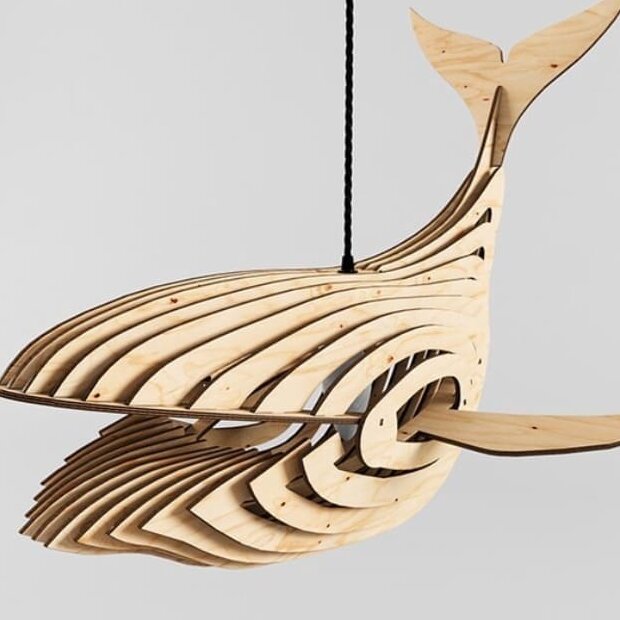 Intra απο ξύλο plywood 3mm-4mm πάχος – Κρεμαστό Ξύλινο Φωτιστικό Φάλαινας ξύλο DXF απόχρωση 25x25 cm INTRAVECTRY-MY555357