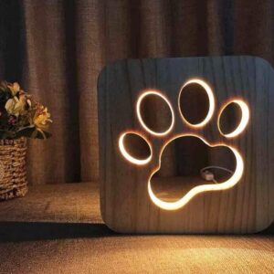 Intra απο ξύλο plywood 3mm-4mm πάχος – Ξύλινη λυχνία LED Dog Paw για Παιδικό Υπνοδωμάτιο ξύλο DXF 15x15 cm INTRAVECTRY-MY555569